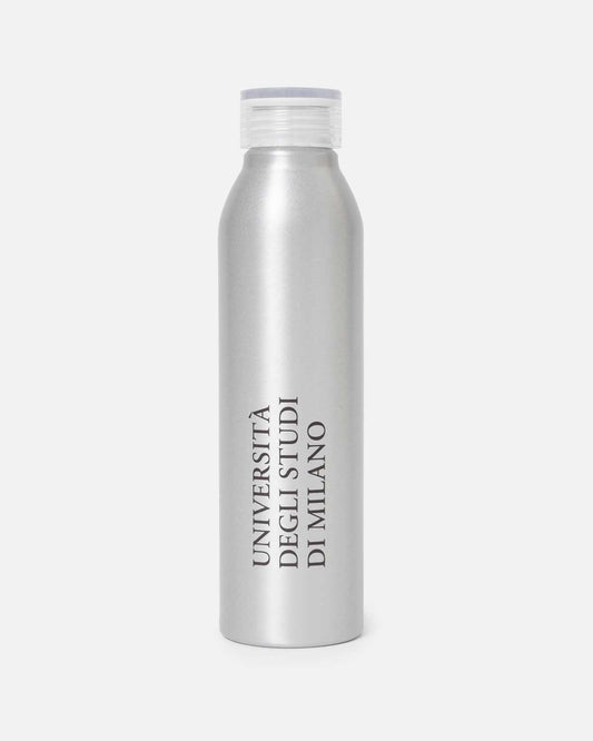 UNIMI Steel Gray Water Bottle 650 ml with Minerva Logo.