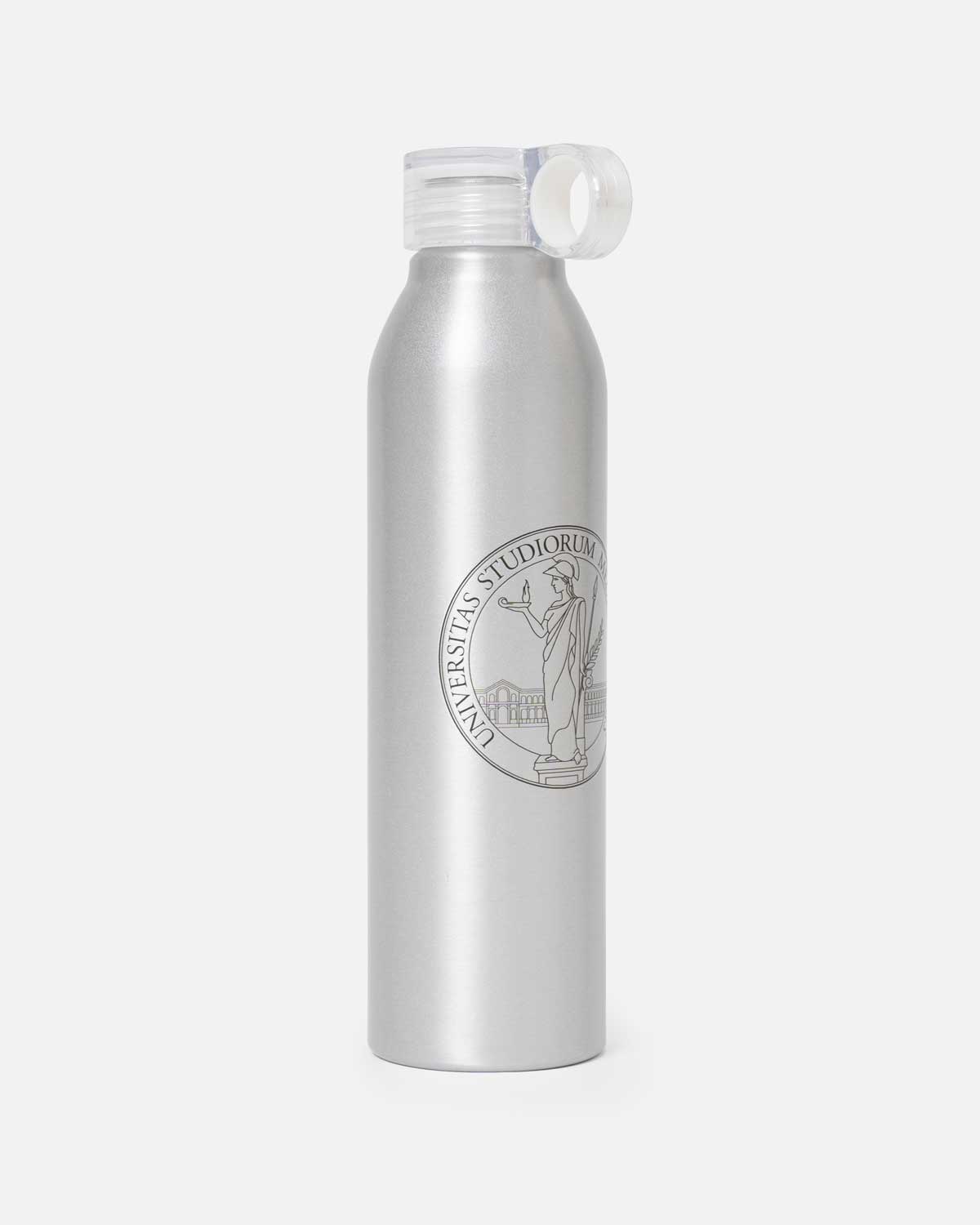 UNIMI Steel Gray Water Bottle 650 ml with Minerva Logo.