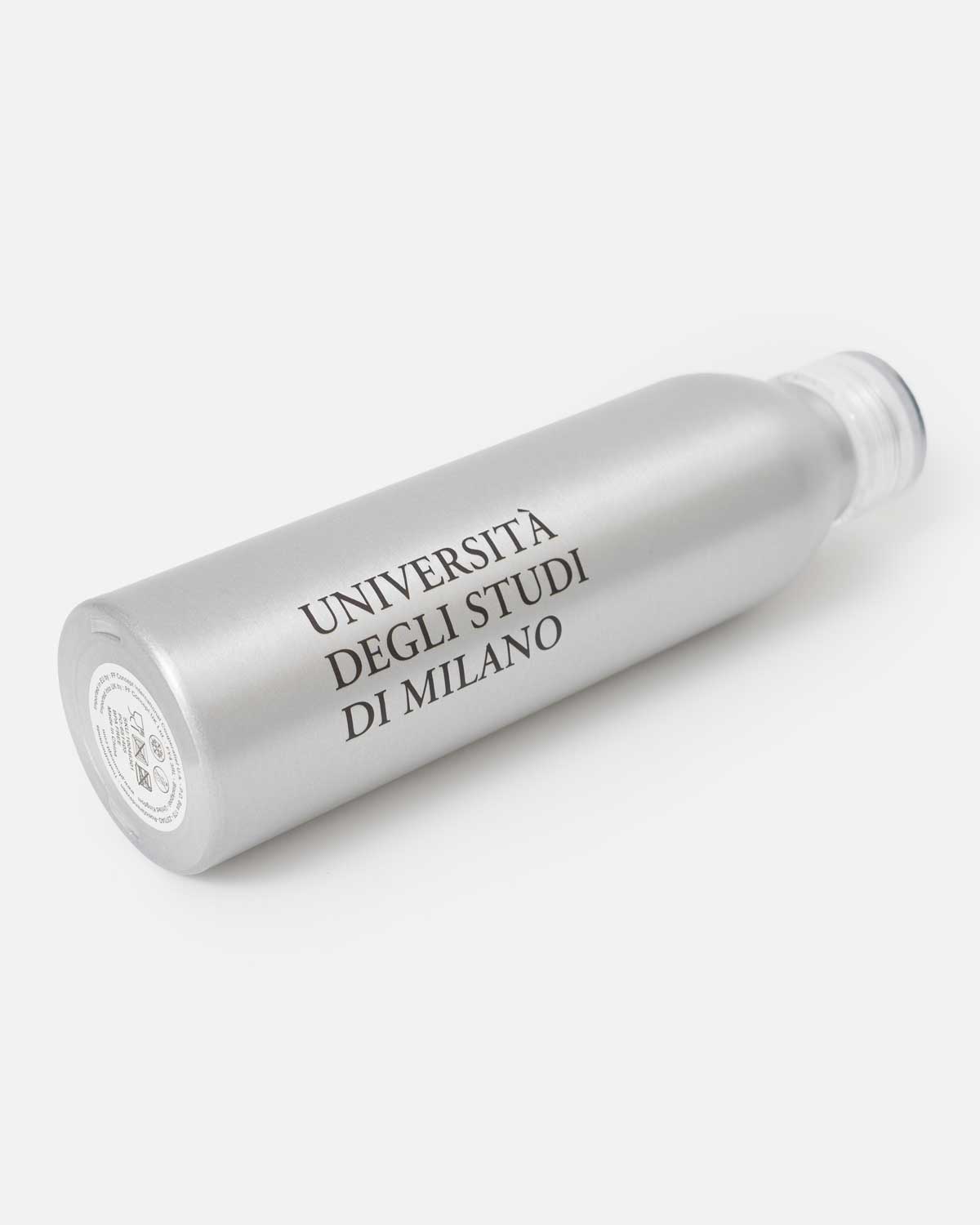 UNIMI Steel Gray Water Bottle 650 ml with Minerva Logo.